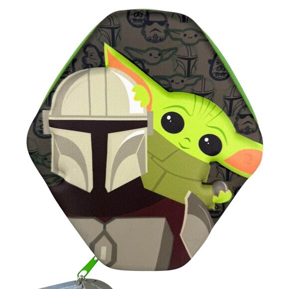 Disney Star Wars Grogu Baby Yoda & The Mandalorian Art Pack Zipper Pouch New - Picture 1 of 7